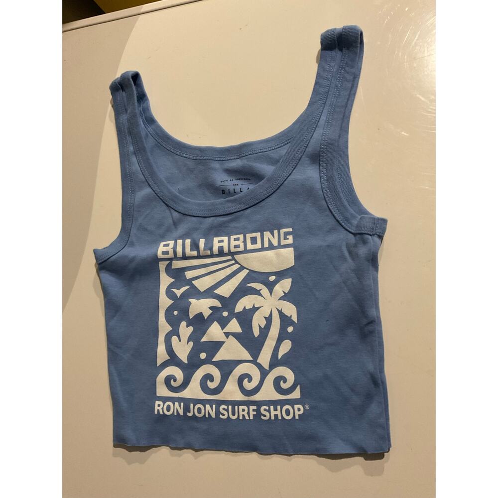 Tropical tank top summer billabong surf cropped thrashed new ocean wave blue Ron